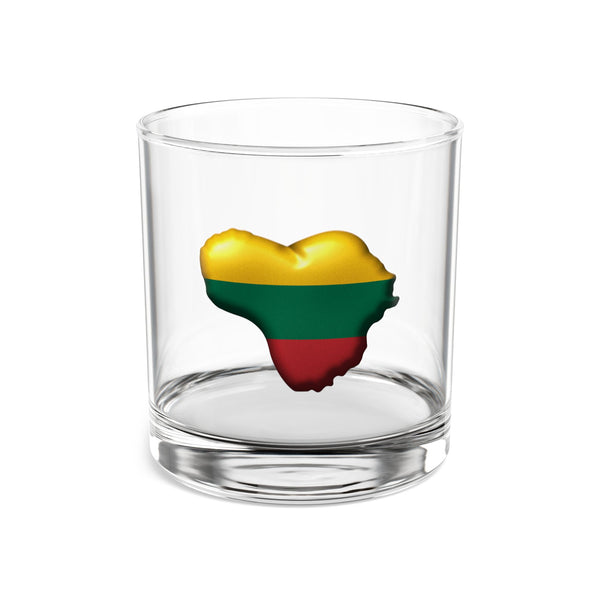 Heart of Lithuania Rocks Glass 10 oz, Design 5 | Lithuania Whiskey & Cocktail Glass