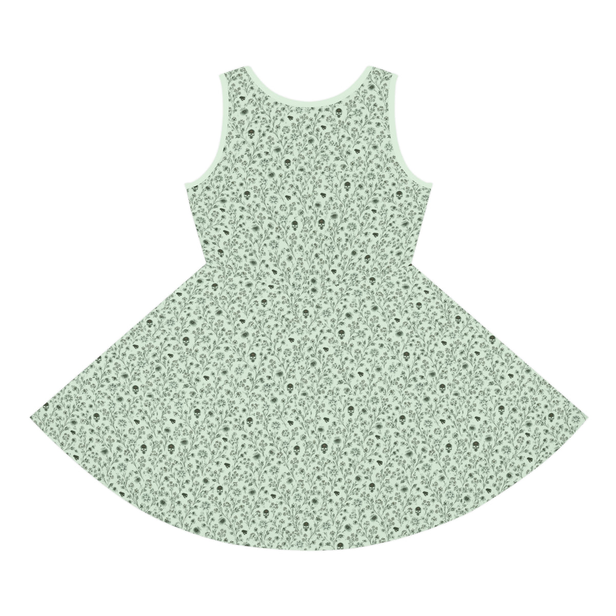 Girls' Light Green Sleeveless Sundress (AOP)