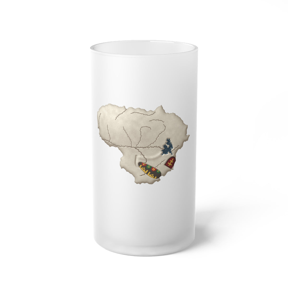 Skull of Lithuania Frosted Glass Beer Mug 16 oz | Lithuania Beer Stein
