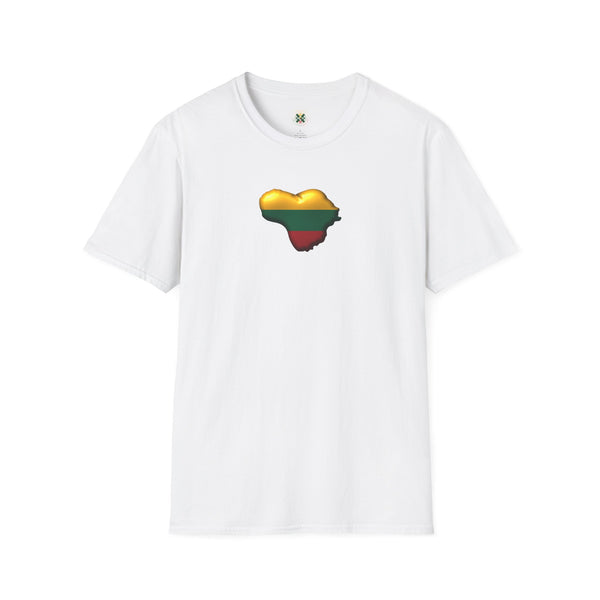 Heart of Lithuania Flag Heart T-Shirt | Lithuanian Map Tee with Crest