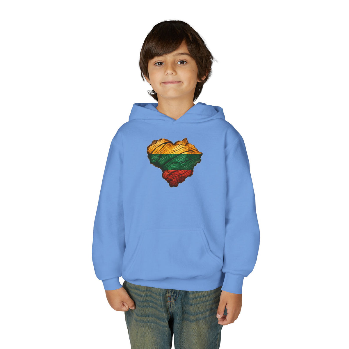 Lithuanian Wooden Heart, Youth Heavy Blend Hooded Sweatshirt
