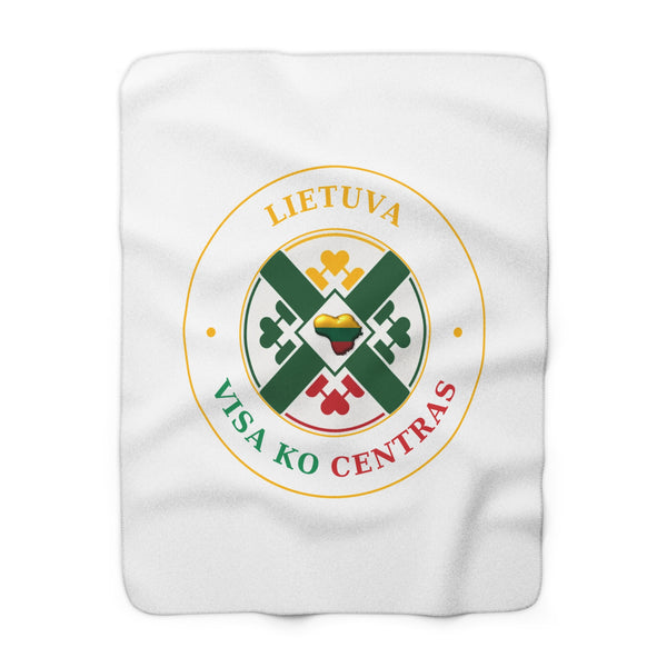 Lithuania Center of It All Sherpa Fleece Blanket, Design 5 | Cozy Lithuania Throw Blanket