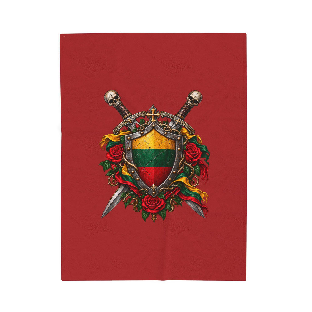 Lithuanian Crest Design Velveteen Plush Blanket