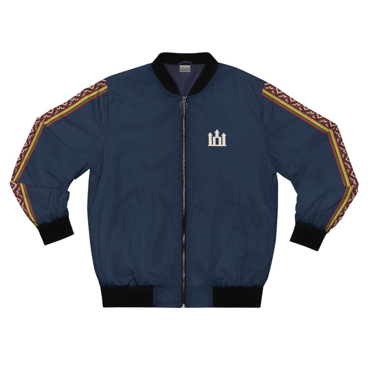 Navy Blue Men's Bomber Jacket Modern Lithuanian Tricolor