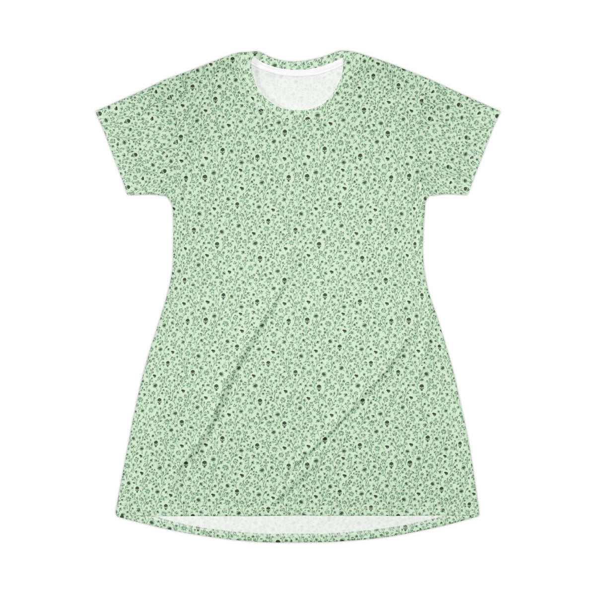 Lithuanian Skull Print Mint Green Speckled T-Shirt Dress