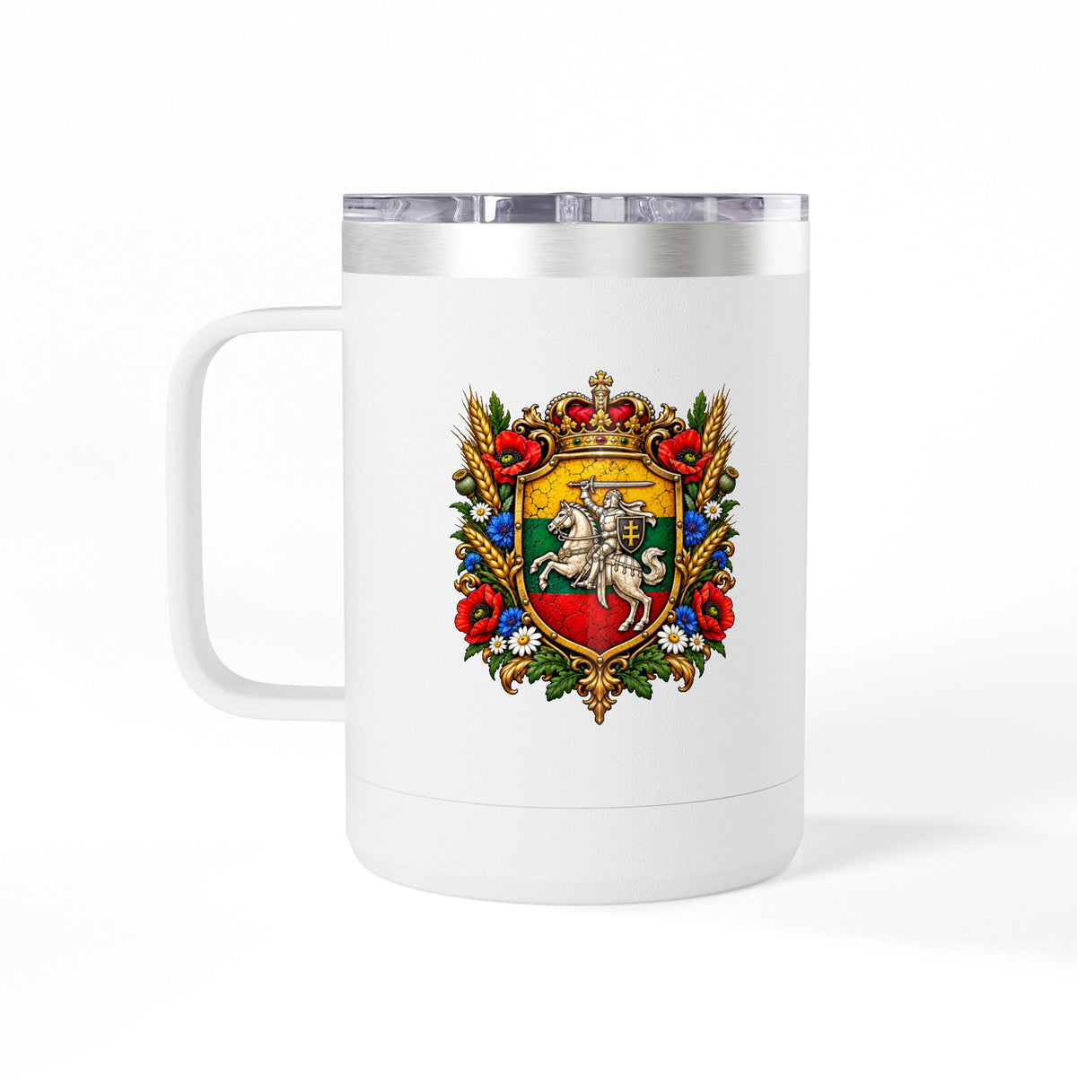 Lithuanian Royal Crest Coffee Mug Tumbler, 15oz