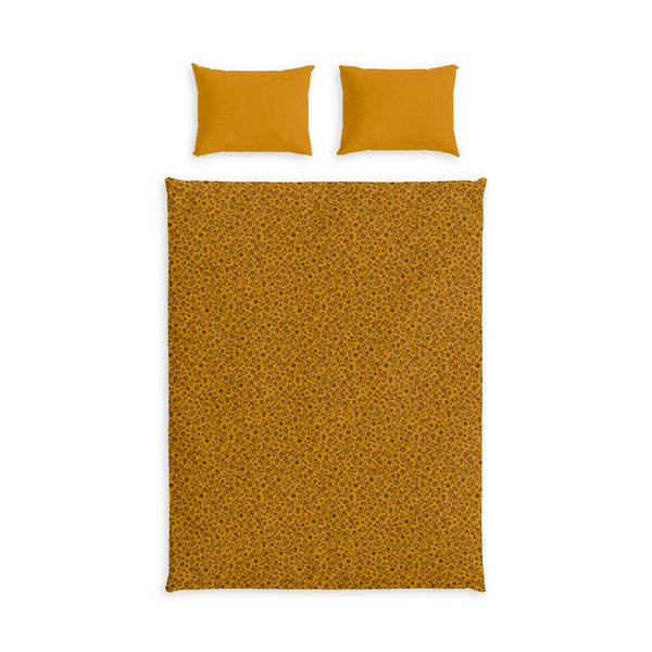 Amber Colored Print Cotton Bed Set