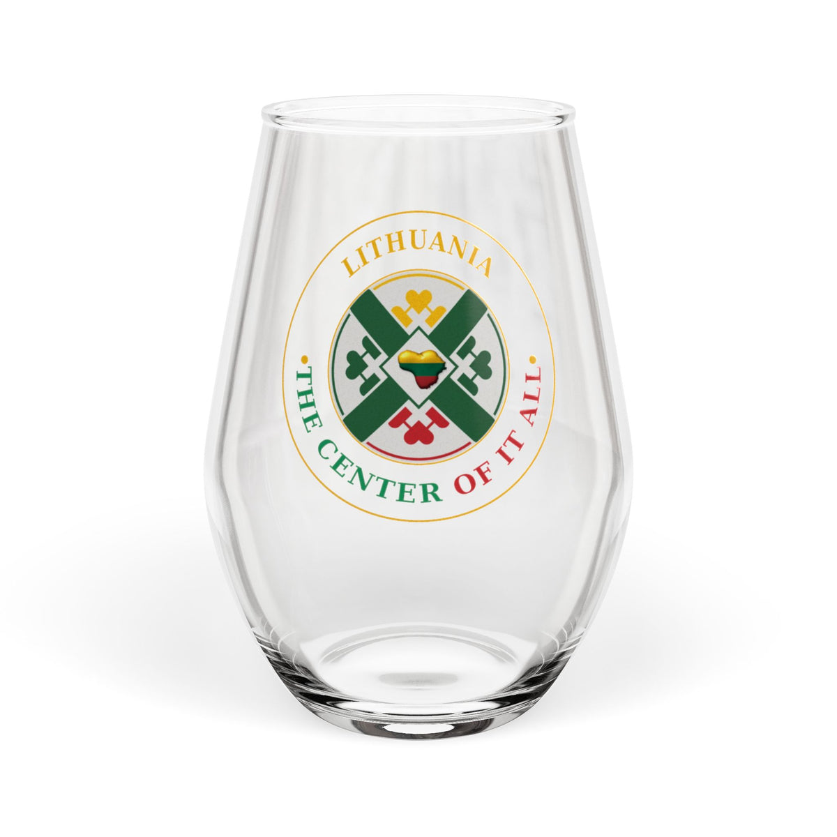 Lithuania Center of It All Stemless Wine Glass | Lithuania Wine Glass 11.75 oz