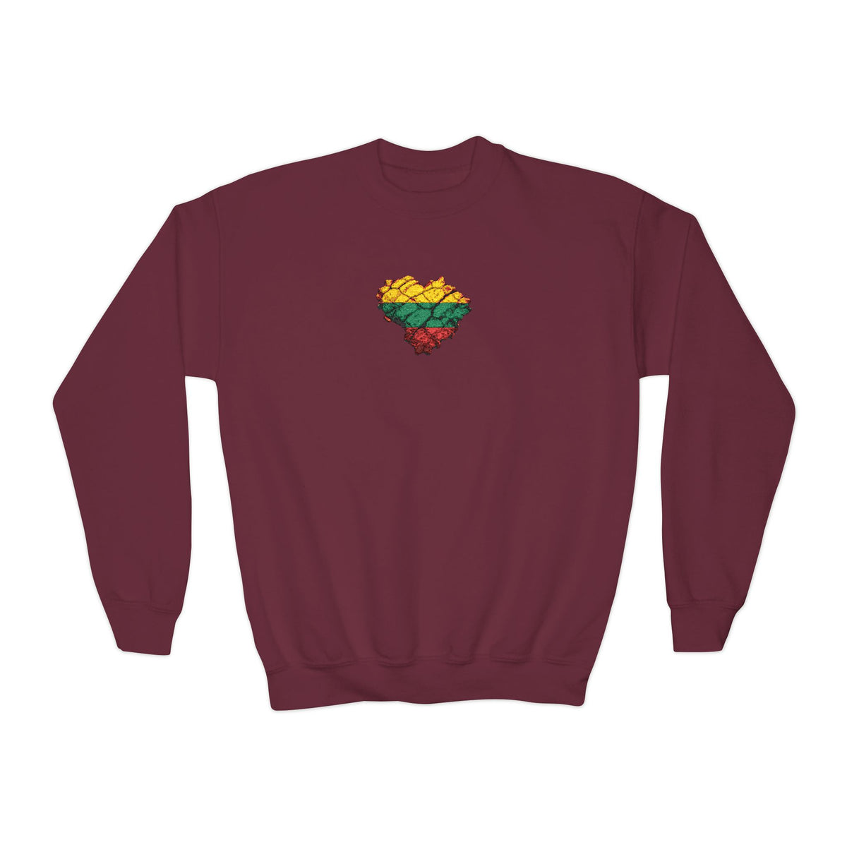 Lithuanian Cracked Earth Heart, Youth Crewneck Sweatshirt