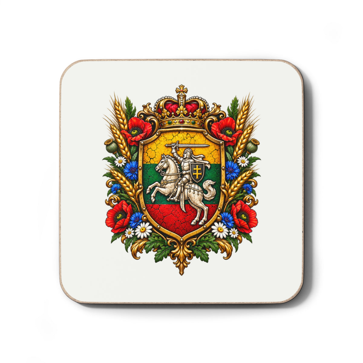 Lithuanian Royal Crest Hardboard Back Coaster