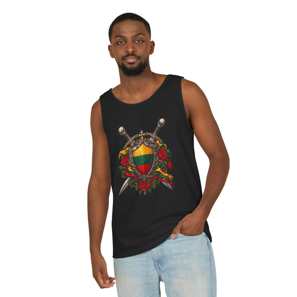 Lithuanian Royal Crest Design Unisex Garment-Dyed Tank Top