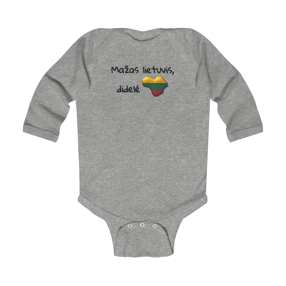 Heart of Lithuania Long Sleeve Baby Bodysuit | Lithuania Infant Onesie