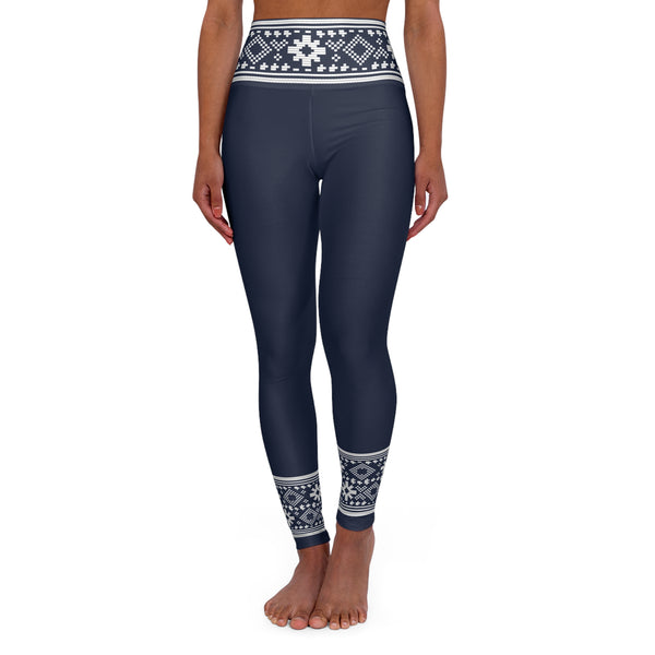 Navy Blue Lithuanian Inspired High Waisted Yoga Leggings