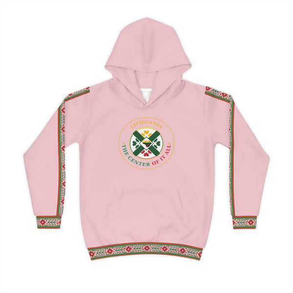 Pink Lithuanian Design Lithuanian Cosmic Tree Heart Design-Center of it All Youth Hoodie