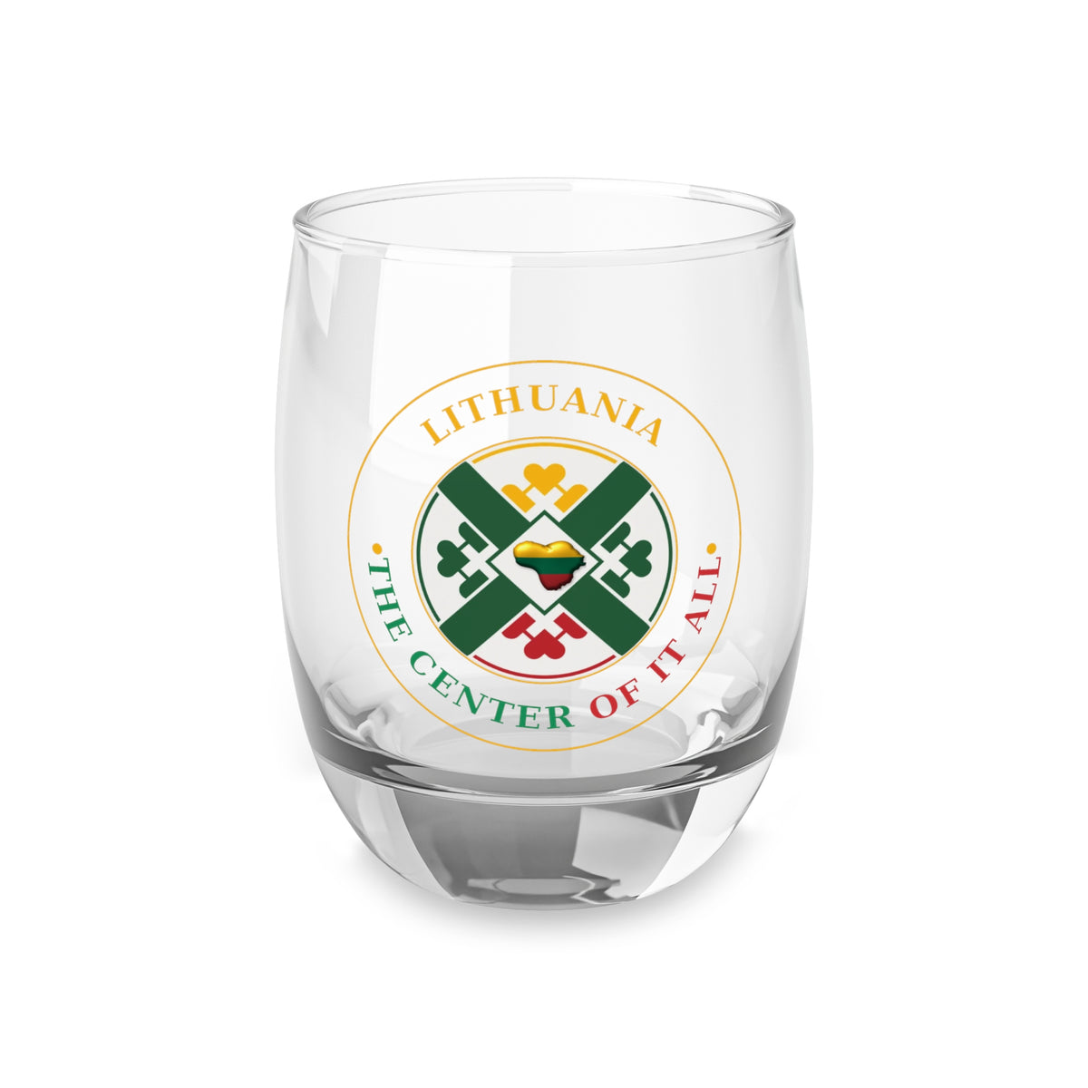 Lithuania Center of It All Whiskey Glass, Design 2 | Lithuania Shot & Sipping Glass 6 oz