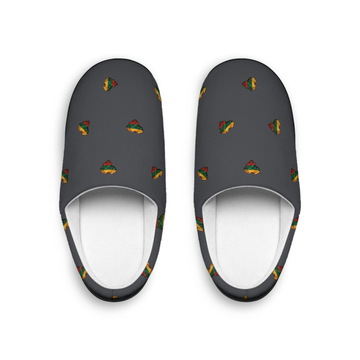 Lithuanian Wooden Heart Design Men's Indoor Slippers Graphite Color