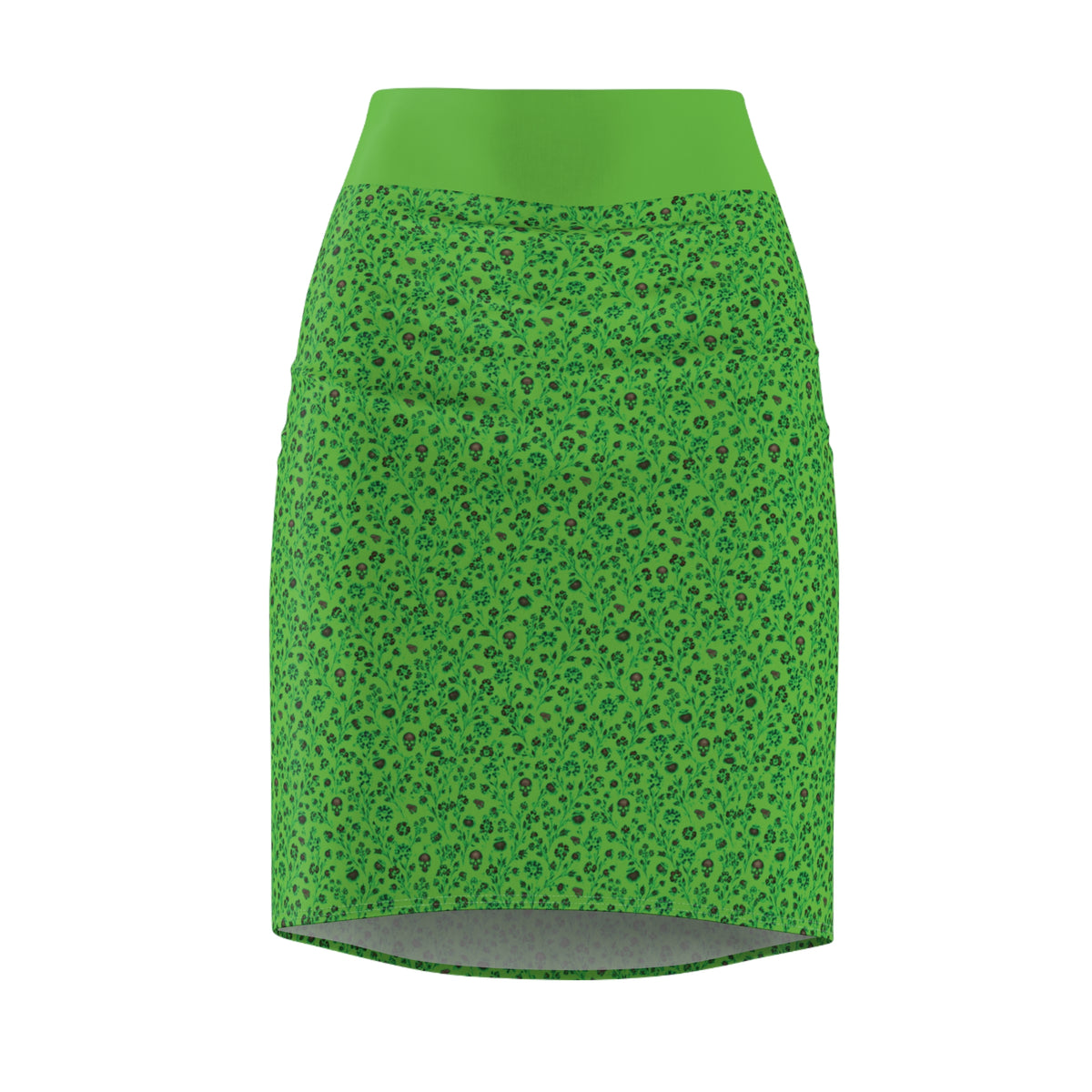 Lithuanian Skull Design Women's Green Print Pencil Skirt