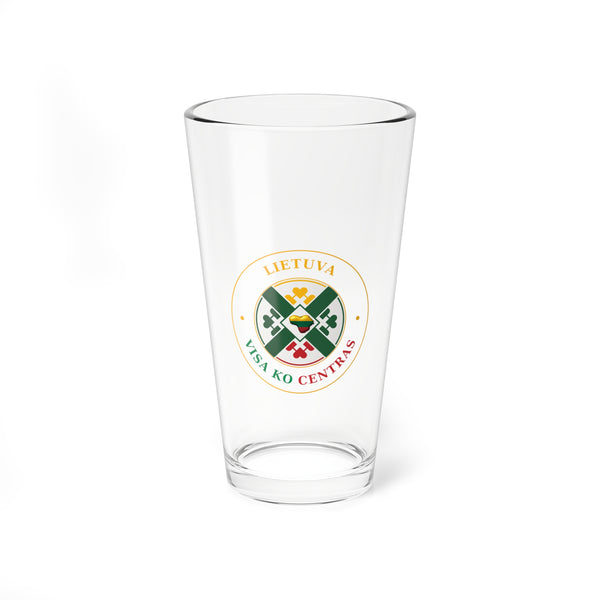 Lithuania Center of It All Mixing Glass 16 oz, Design 2 | Lithuania Cocktail Shaker Glass