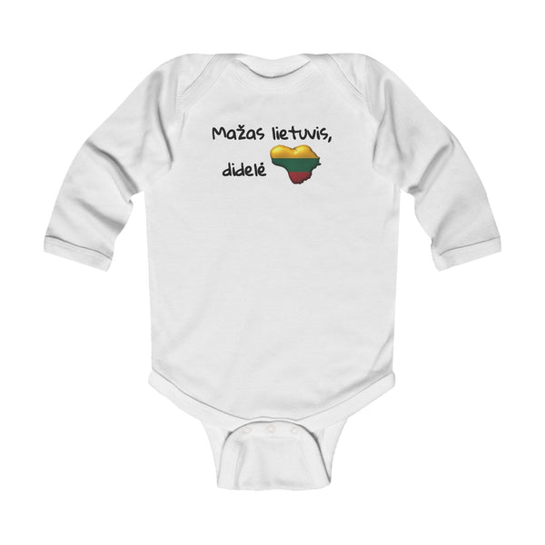 Heart of Lithuania Long Sleeve Baby Bodysuit | Lithuania Infant Onesie