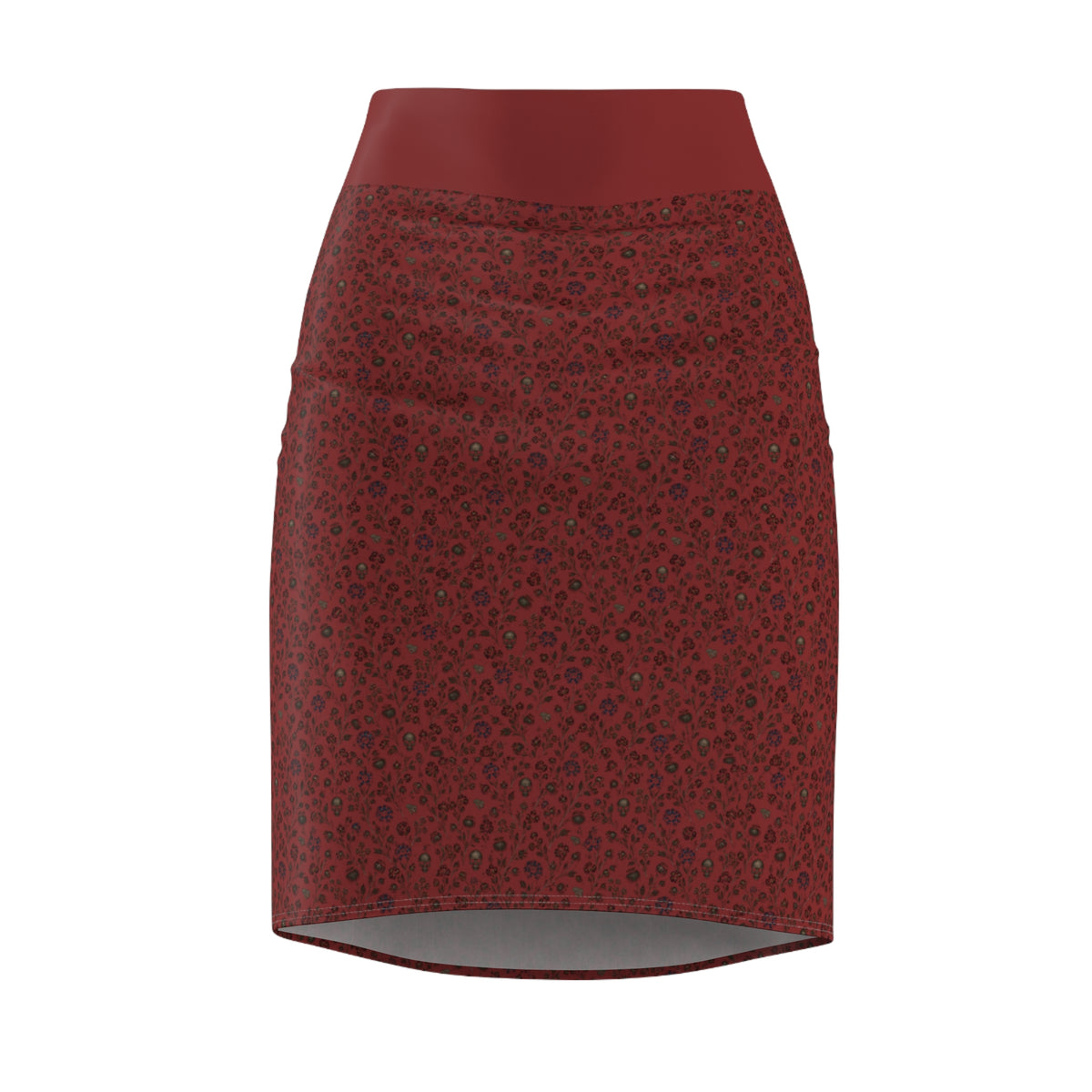 Burgundy  Print Pencil Skirt