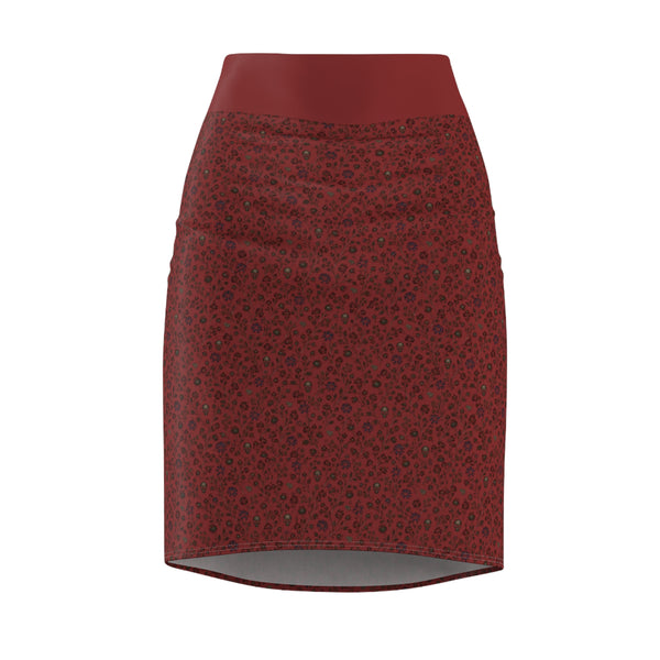 Burgundy  Print Pencil Skirt
