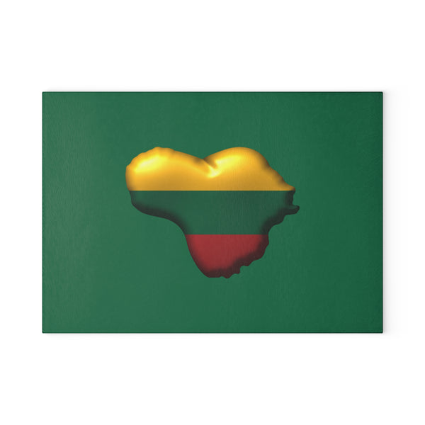 Lithuanian Heart Design Glass Cutting Board Green