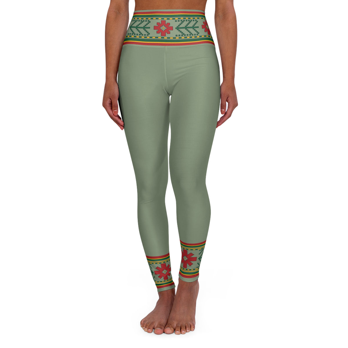 Sage Colored Lithuanian Inspired High Waisted Yoga Leggings