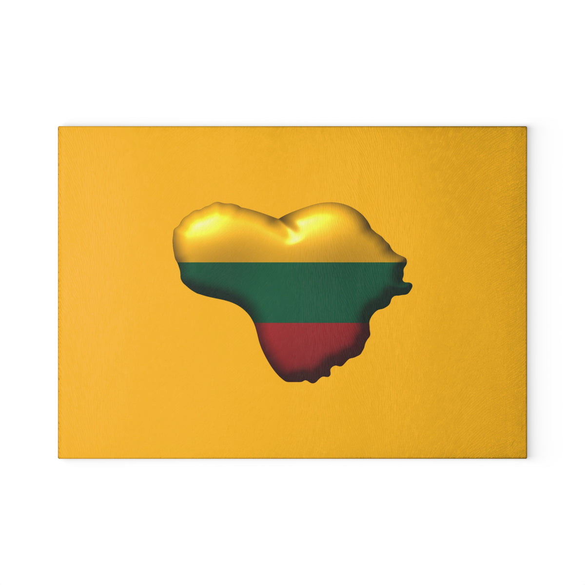 Lithuanian Heart Design Glass Cutting Board Yellow