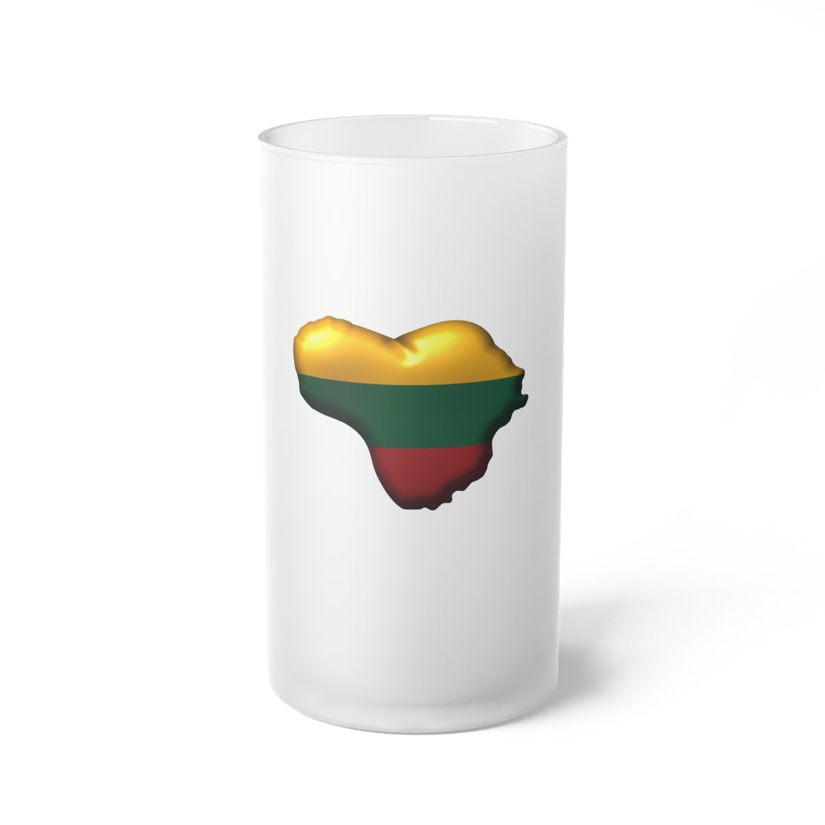 Heart of Lithuania Frosted Glass Beer Mug 16 oz, Design 2 | Lithuania Beer Stein