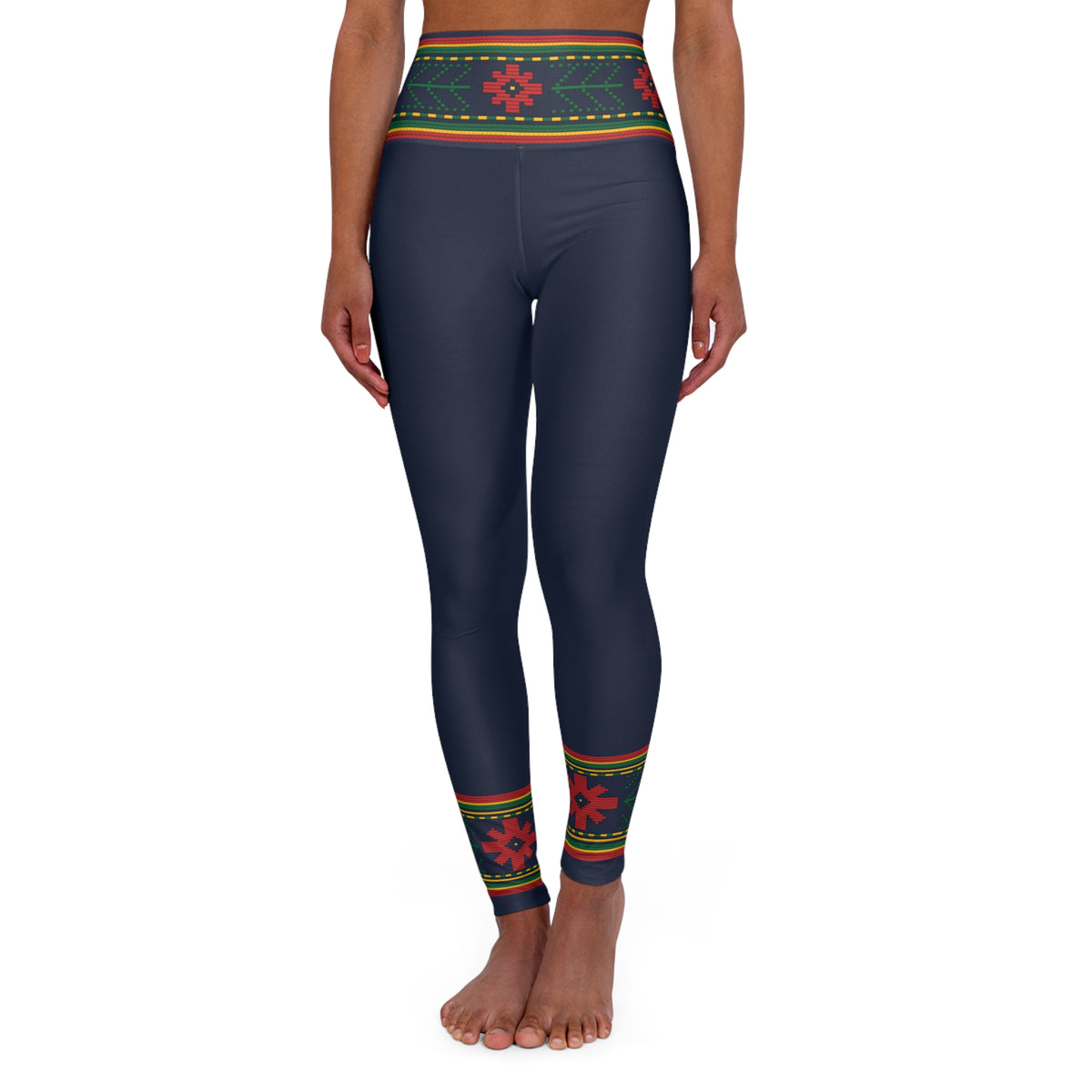 Navy Blue Lithuanian Inspired High Waisted Yoga Leggings