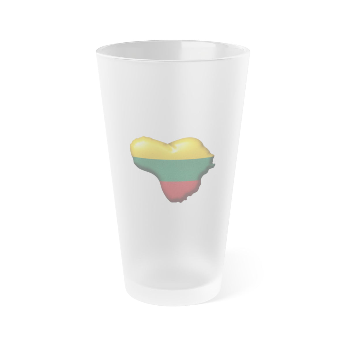 Heart of Lithuania Frosted Pint Glass 16 oz | Lithuania Beer Glass