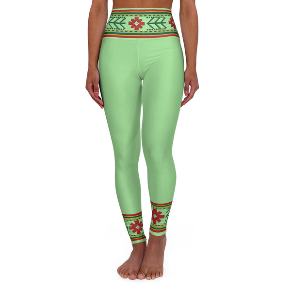 Soft green colored Lithuanian Inspired High Waisted Yoga Leggings