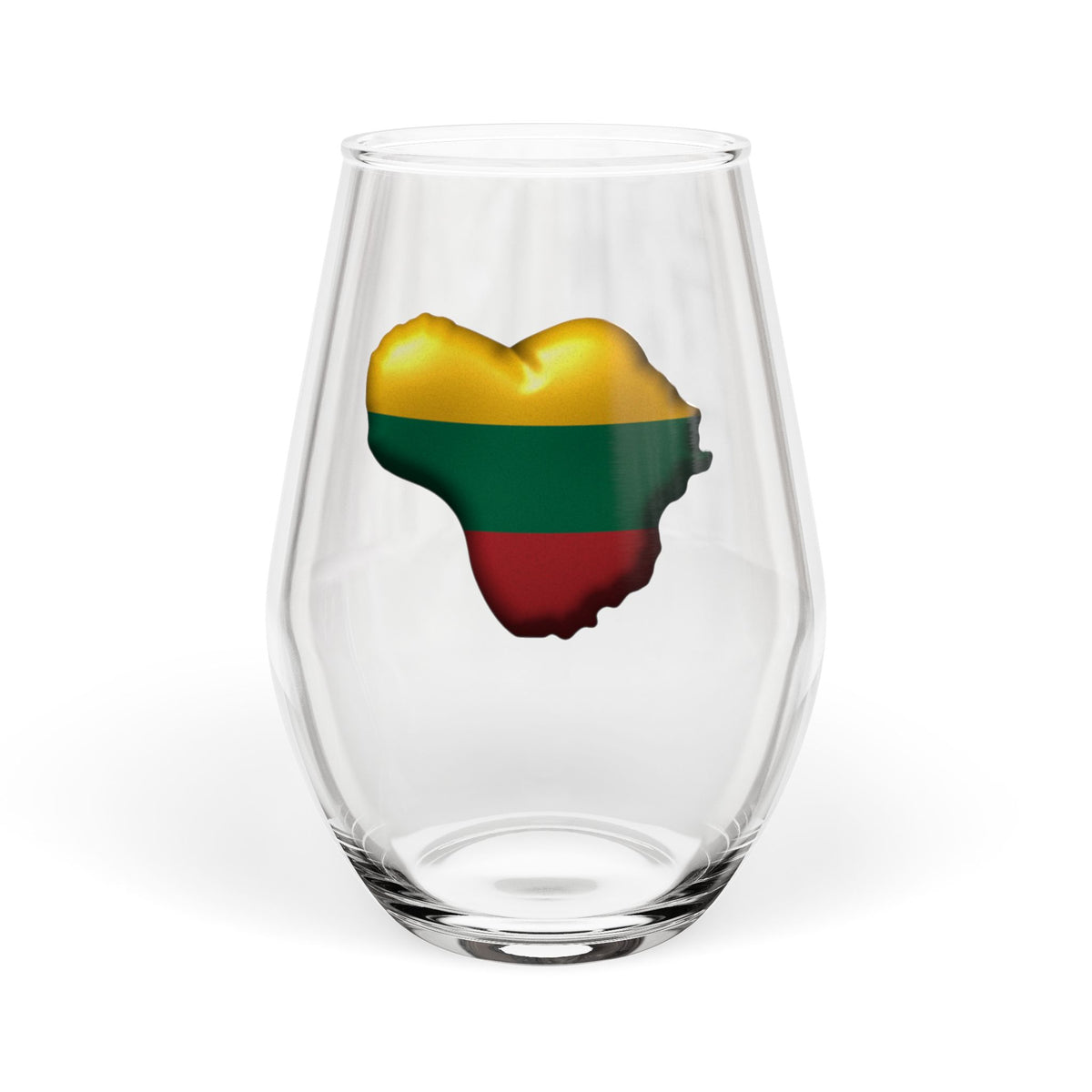 Heart of Lithuania Stemless Wine Glass, Design 3 | Lithuania Wine Glass 11.75 oz