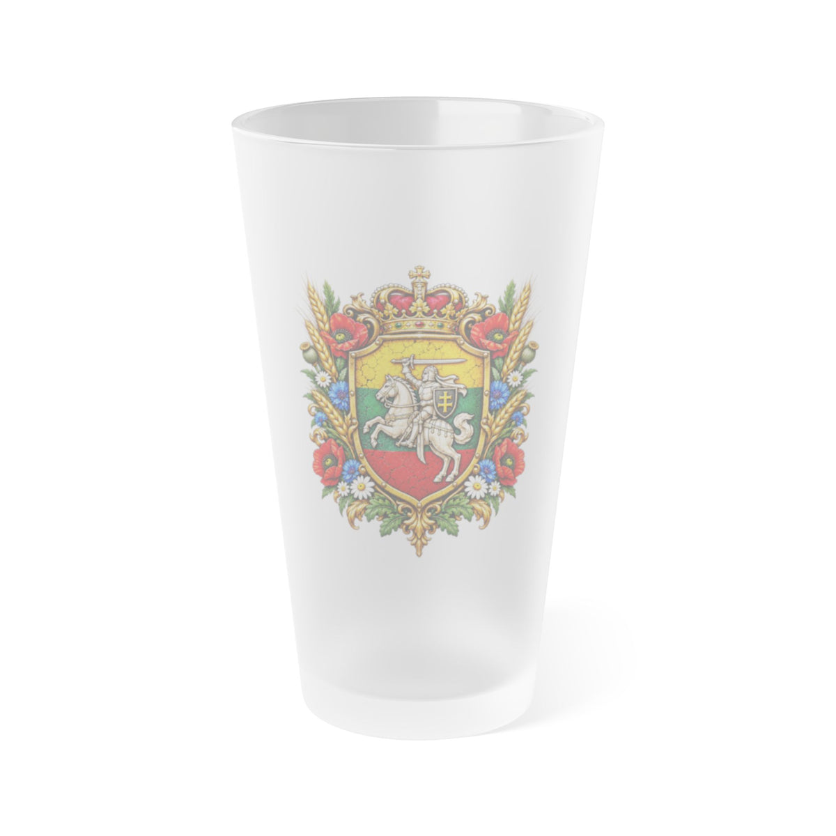 Lithuanian Royal Crest Frosted Pint Glass
