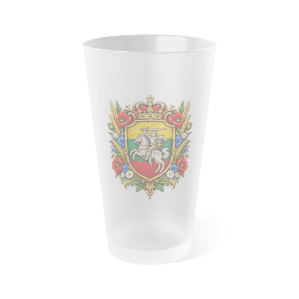 Lithuanian Royal Crest Frosted Pint Glass