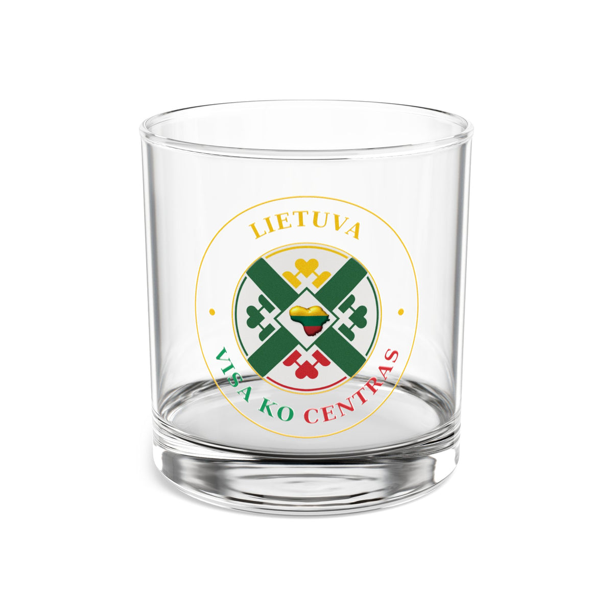 Lithuania Center of It All Rocks Glass 10 oz, Design 2 | Lithuania Whiskey & Cocktail Glass