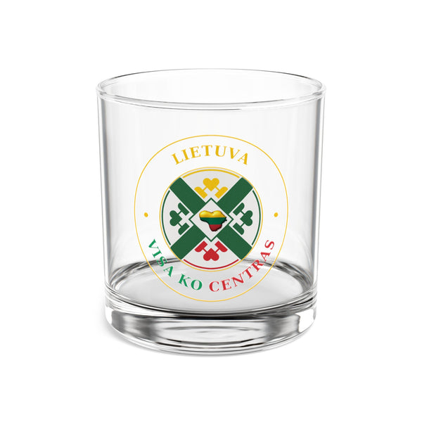 Lithuania Center of It All Rocks Glass 10 oz, Design 2 | Lithuania Whiskey & Cocktail Glass