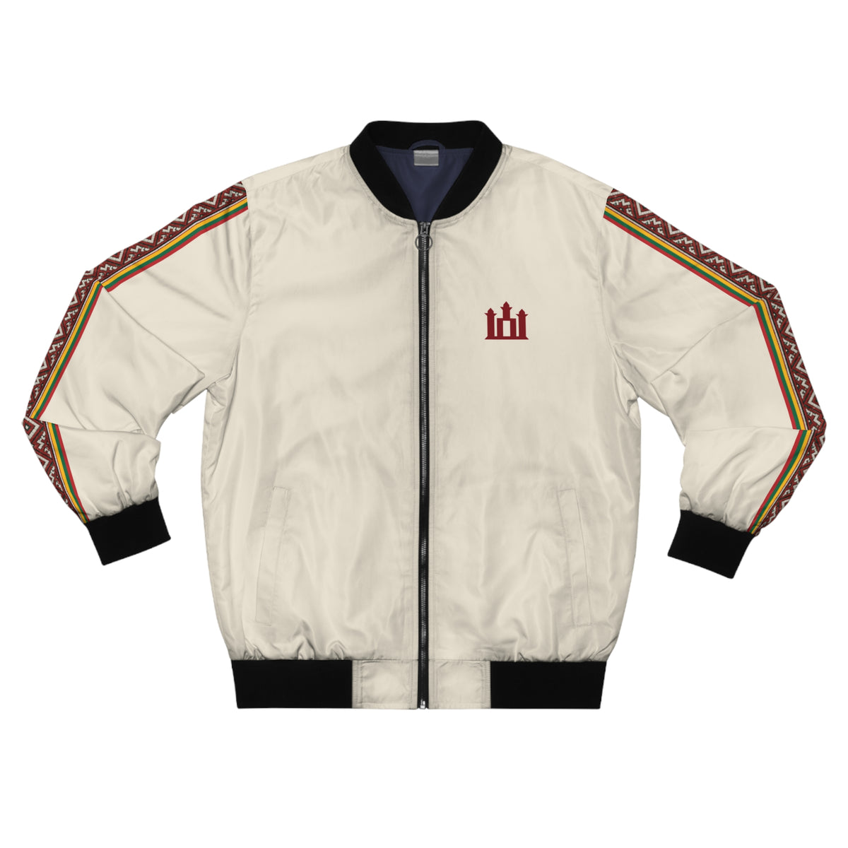 Natural Ivory Men's Bomber Jacket Lithuanian Modern Sport