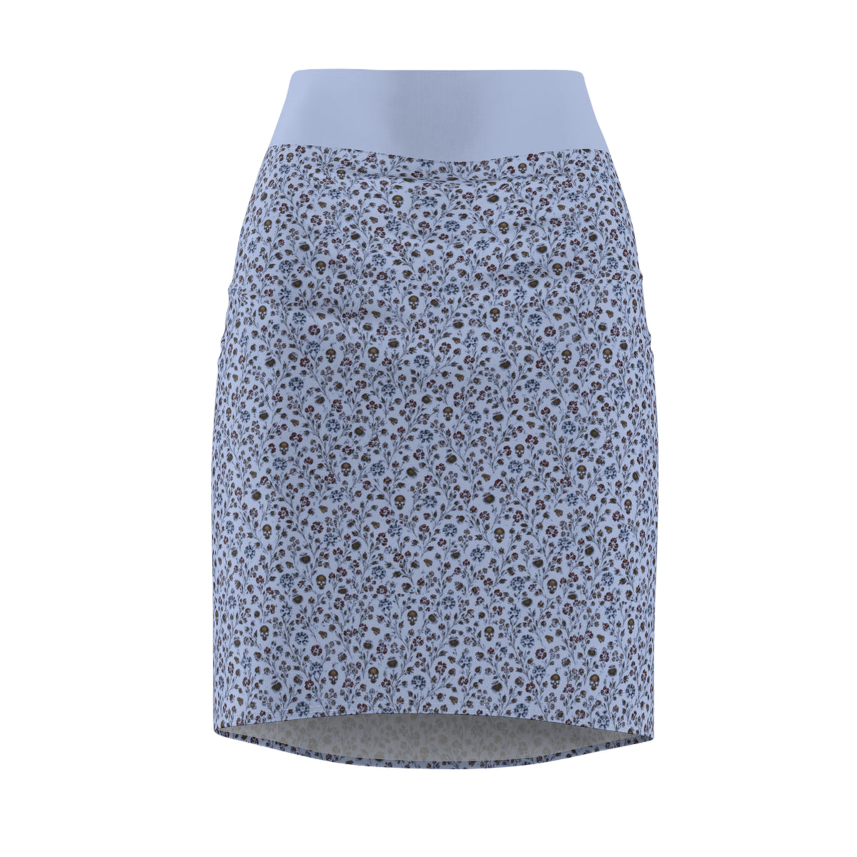 Lithuanian Skull Print Women's Blue Print Pencil Skirt