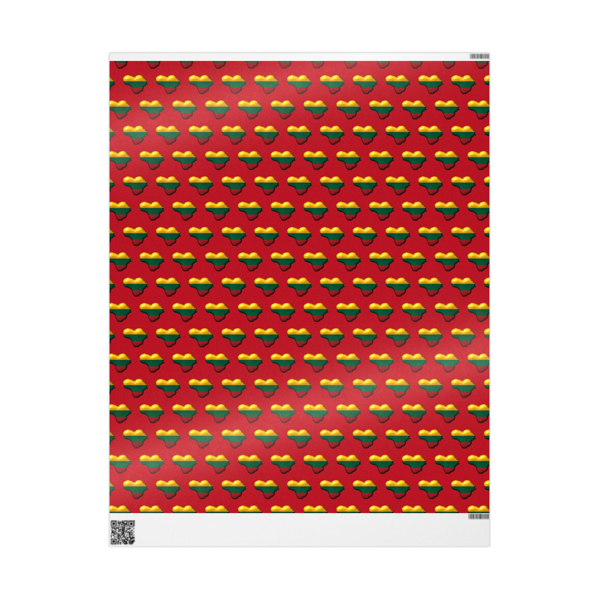 Heart of Lithuania Gift Wrap Paper, Style 2 | Satin or Matte Lithuania Wrapping Paper