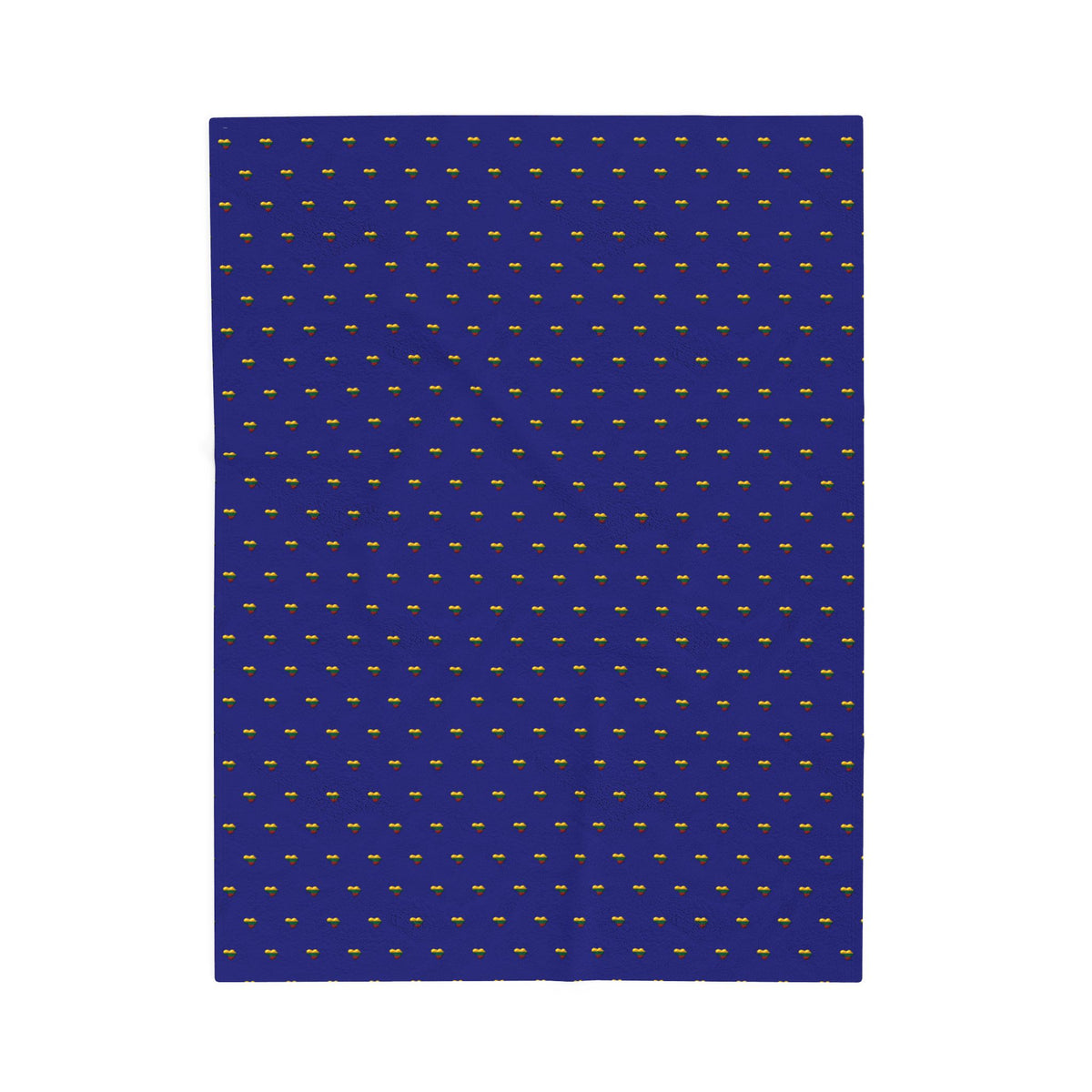 Blue with Lithuanian Heart Design Velveteen Plush Blanket