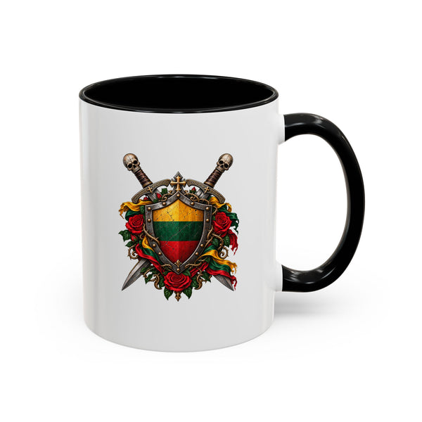 Lithuanian Crest Design With Lithuanian Wooden Heart Design Accent Coffee Mug