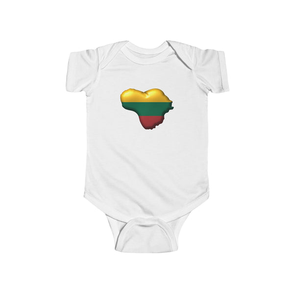 Lithuania Heart Map Bodysuit | Lithuanian Flag Infant Onesie