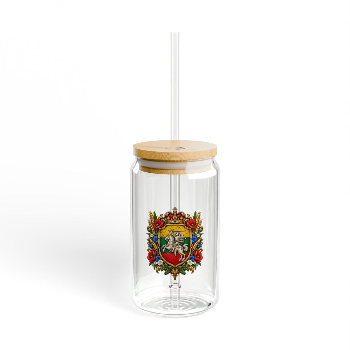 Sacred Heart Floral Crest Sipper Glass