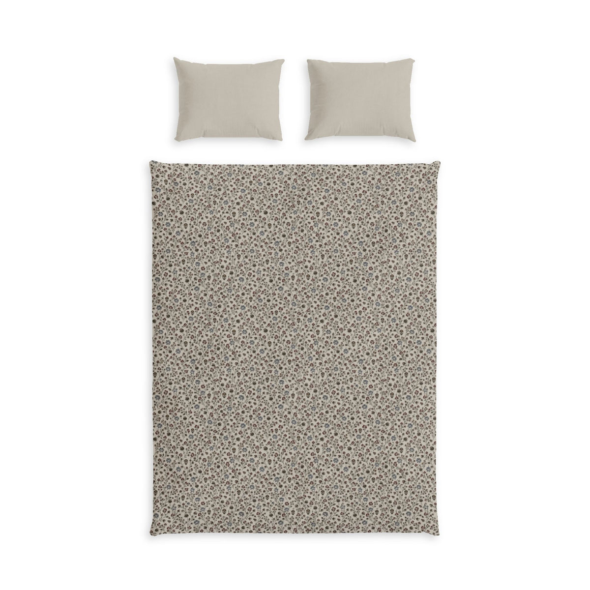 Greige Floral Cotton Bed Set
