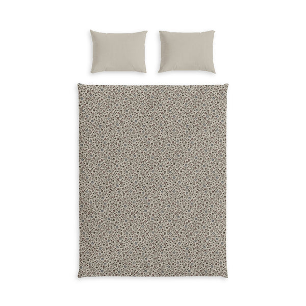 Greige Floral Cotton Bed Set