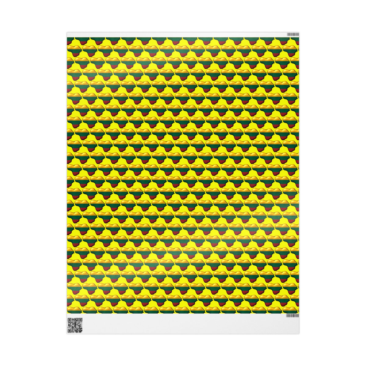 Heart of Lithuania Wrapping Paper, Style 2 | Lithuania Heart Gift Wrap