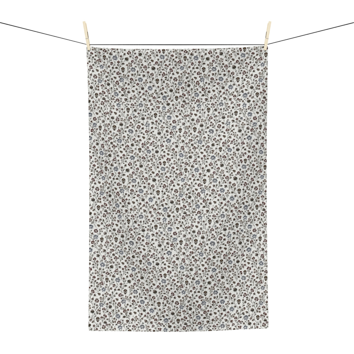 Lithuanian Skull pattern Design Crisp White Pattern Microfiber Tea Towel