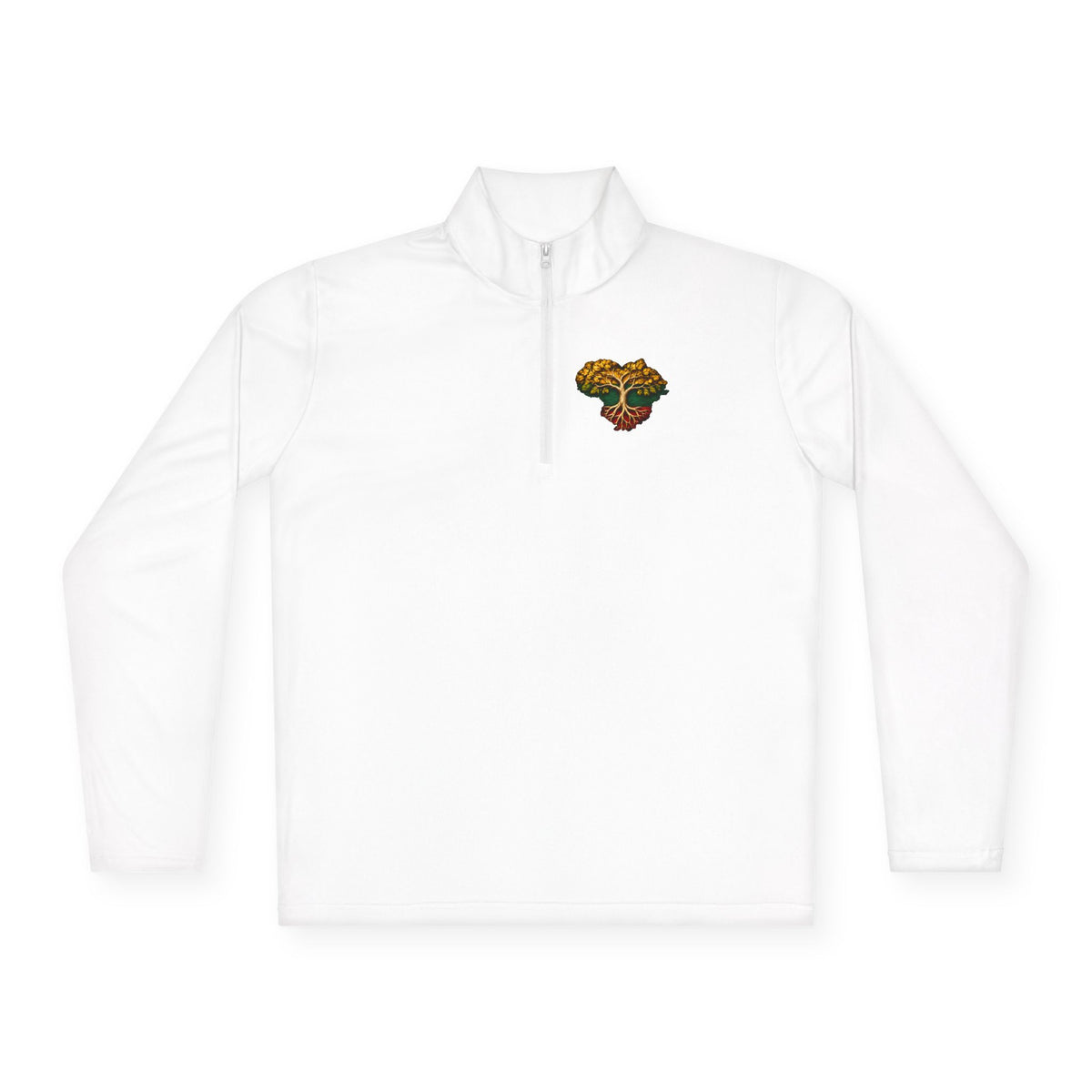 Lithuanian Tree of Life Heart, front, Lietuve Visa Ko Centras, back, Unisex Quarter-Zip Pullover