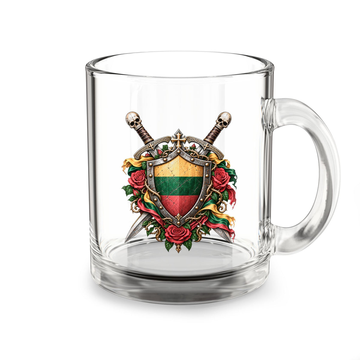 Lithuanian Crest Glass Mug, 10oz